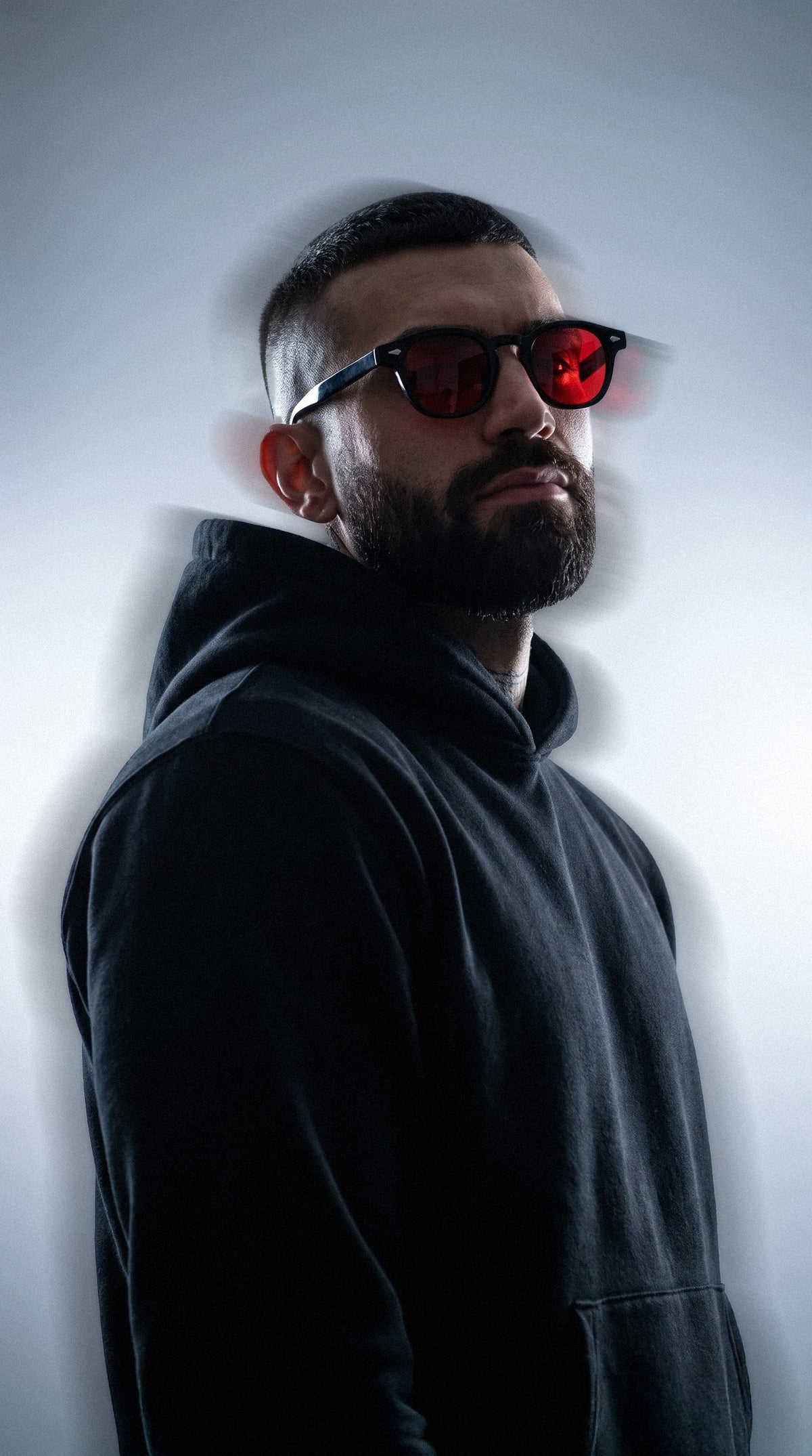 Athlete wearing LOCKT red-lens glasses